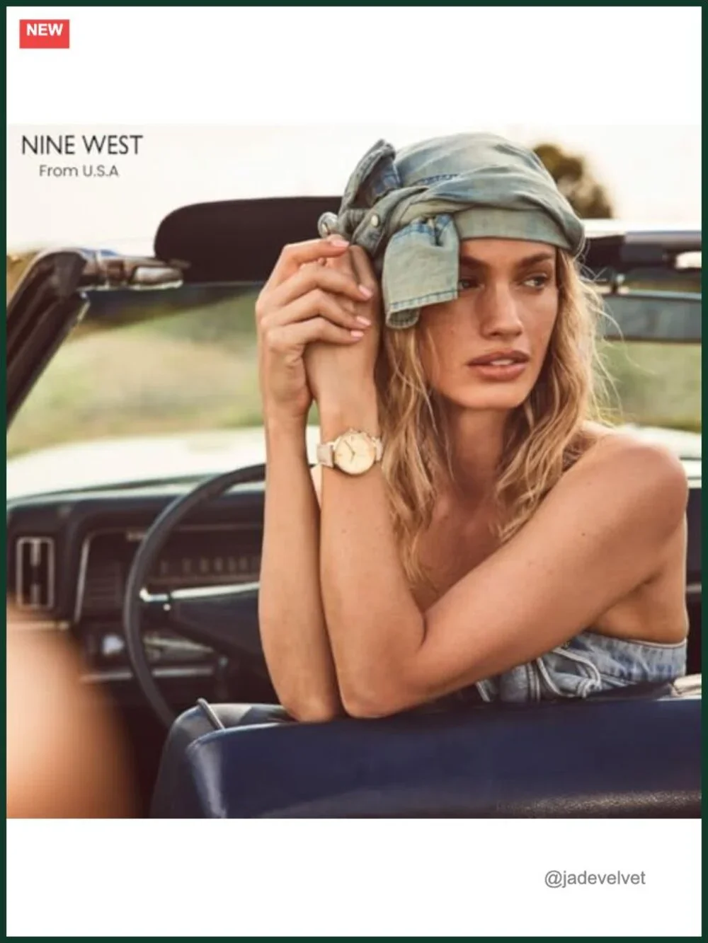 Nine West Women's Floral Dial Faux Leather Strap Watch Japanese Quartz